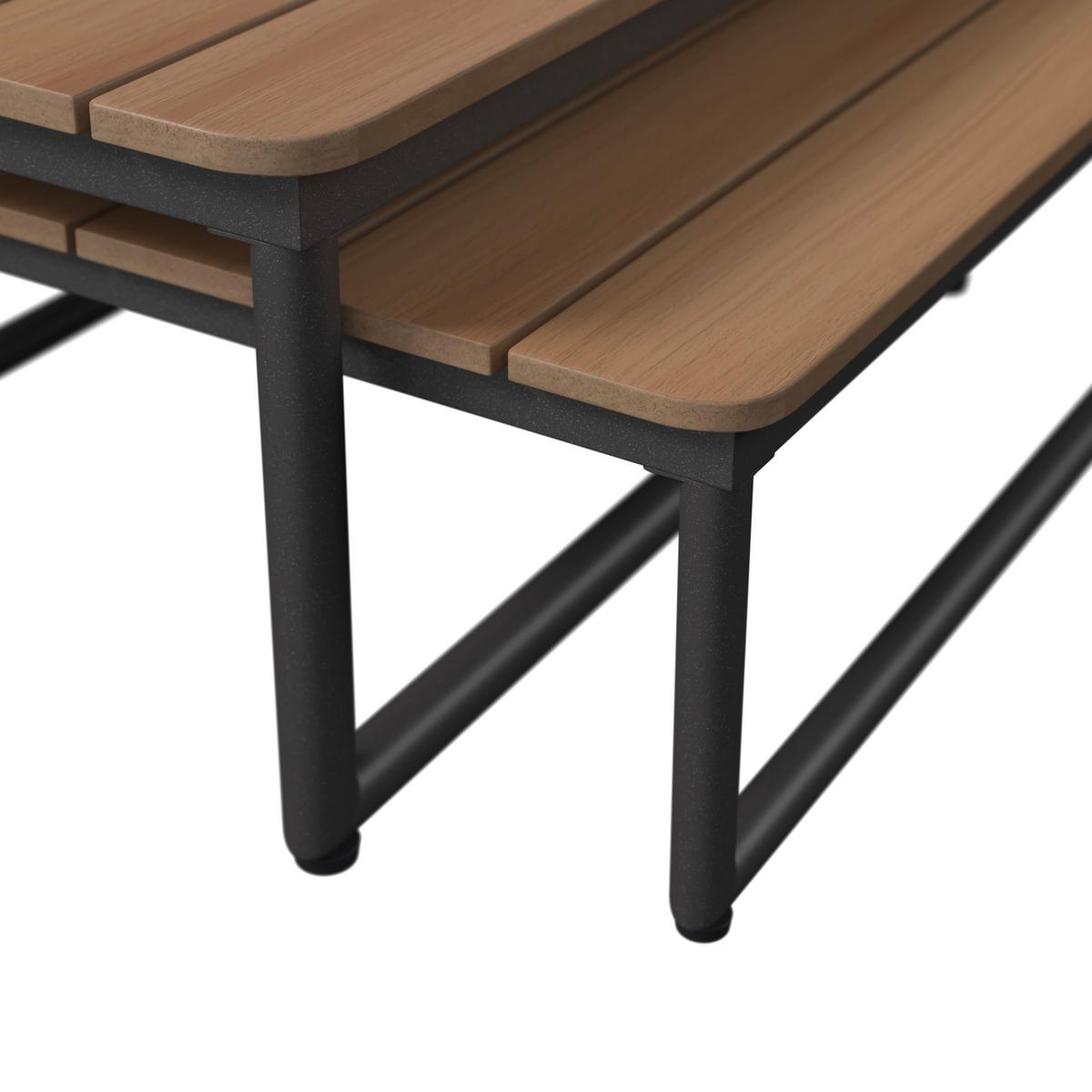 Loungegarnitur Tokio - Dunkelgrau/Naturfarben, MODERN, Kunststoff/Textil (192/192cm) - Beldano