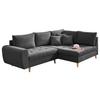 Ecksofa Alice mit Kissen Anthrazit, Massivholz-Füße - Anthrazit/Kieferfarben, KONVENTIONELL, Holzwerkstoff/Textil (249/175cm) - MID.YOU