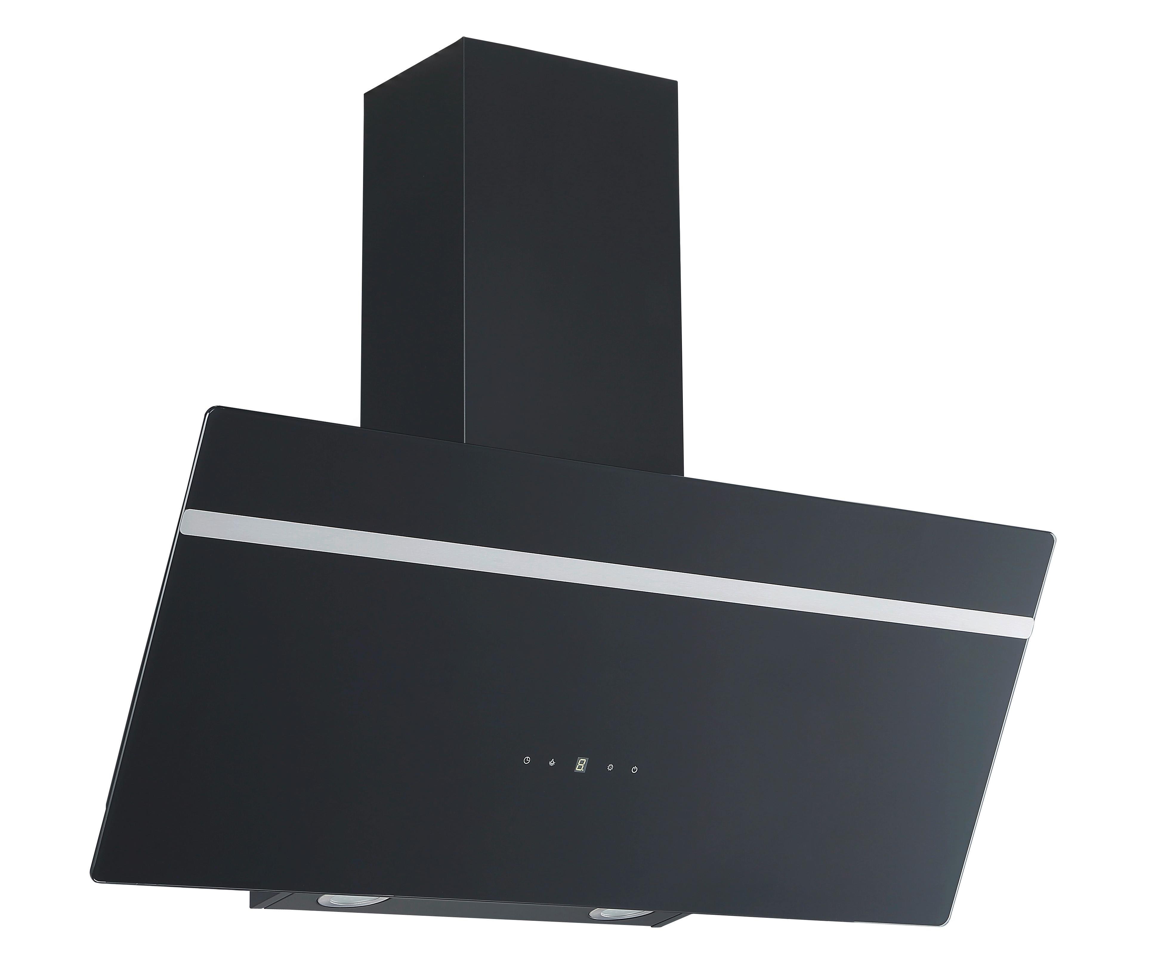 Dunstabzugshaube Schwarz B: 90 cm - Schwarz, Basics, Glas (90/111.60/29.6cm) - PKM