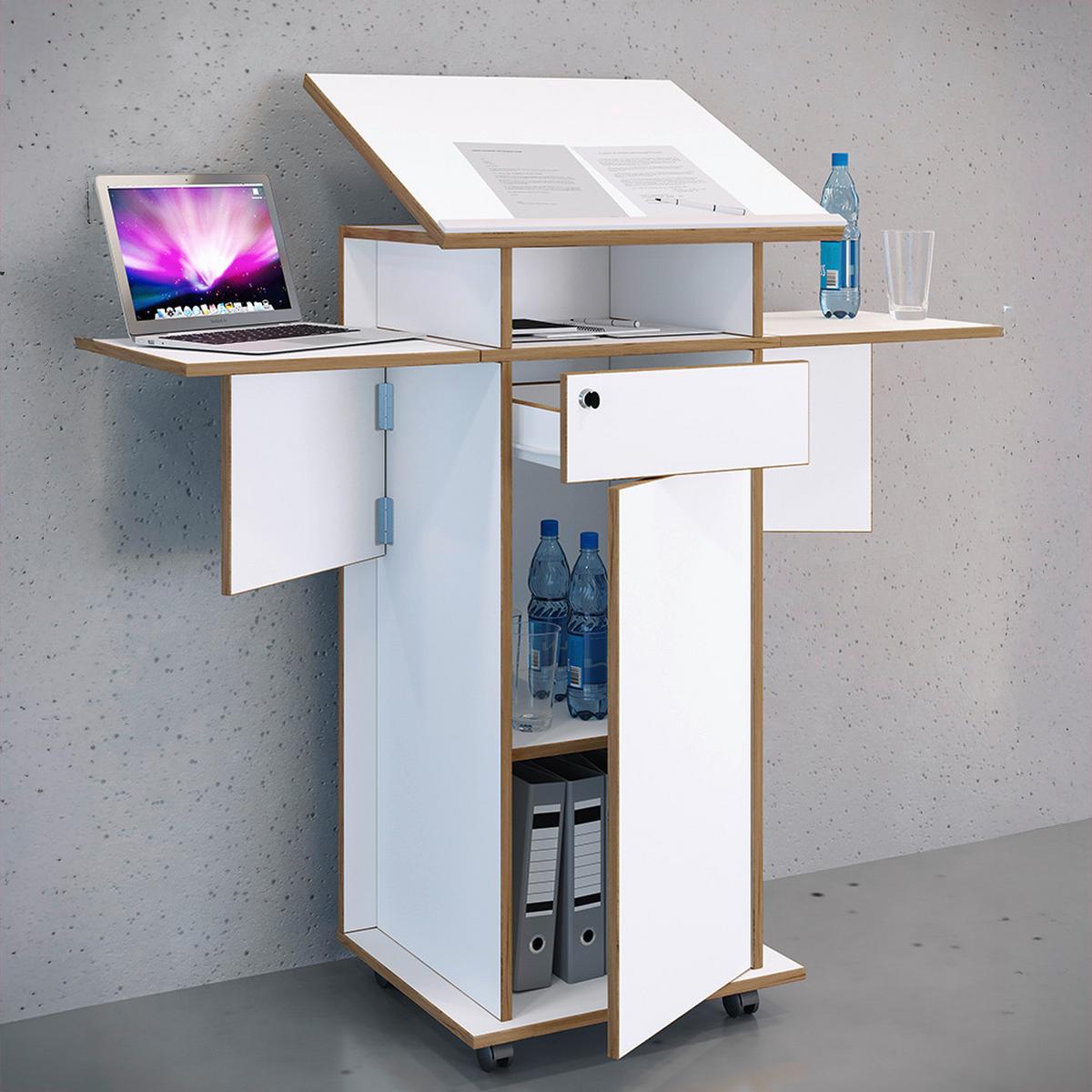 Stehpult Salia Weiß, Honigeiche B: 123 cm - Honigeiche/Weiß, Design, Holzwerkstoff (122,8/43,6/106,6cm) - MID.YOU