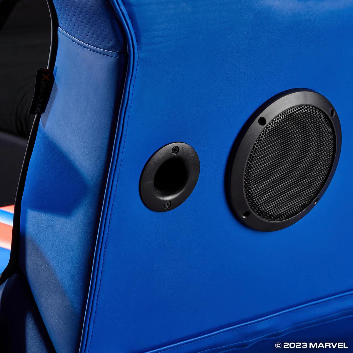 Gamingsessel Marvel Blau/rot/schwarz B: 53 Cm - Blau/Rot, MODERN, Leder/Holzwerkstoff (53/102/88cm) - X Rocker