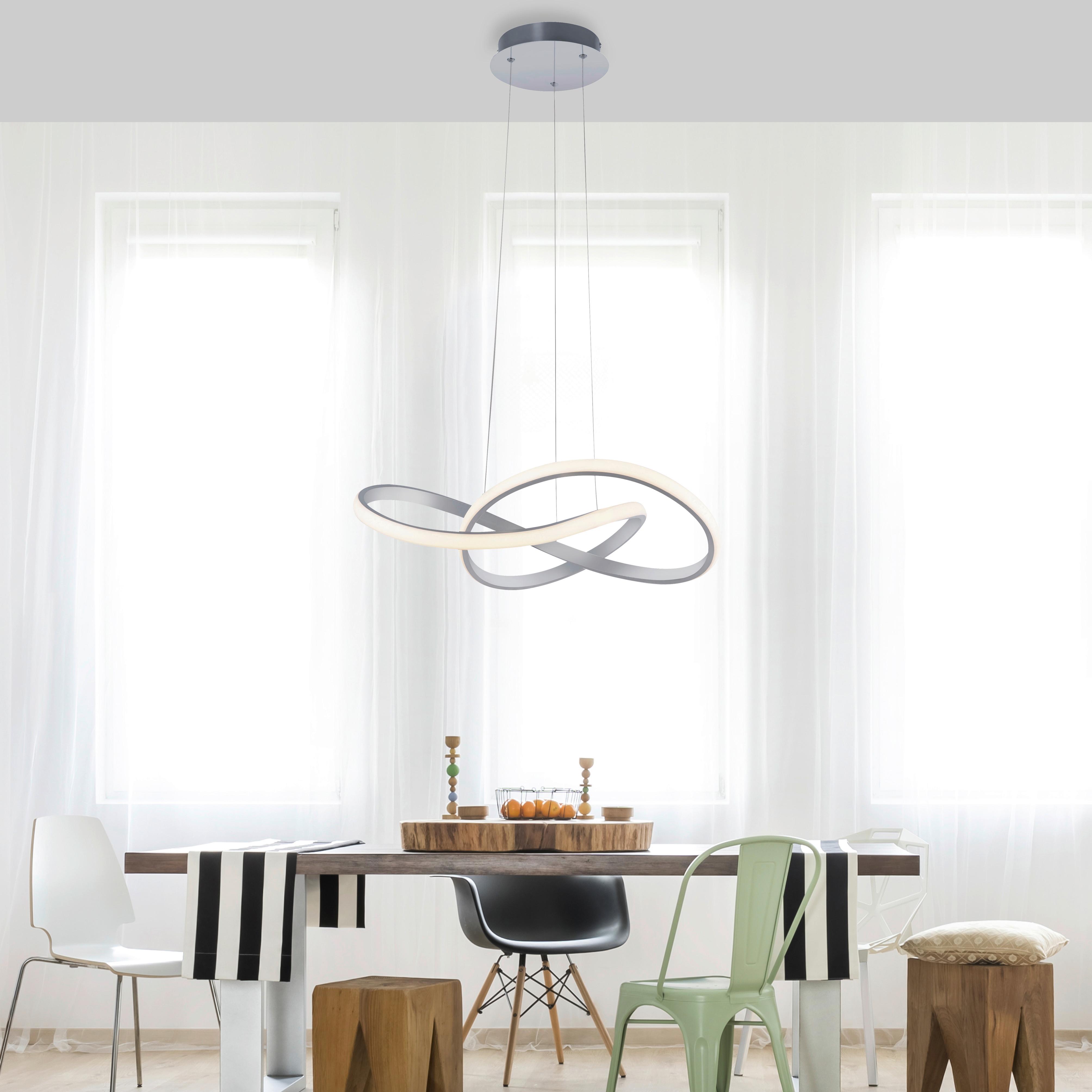LED-Hängeleuchte H: 120 cm 1-Flammig dimmbar - Alufarben, Design, Metall (57/120cm)