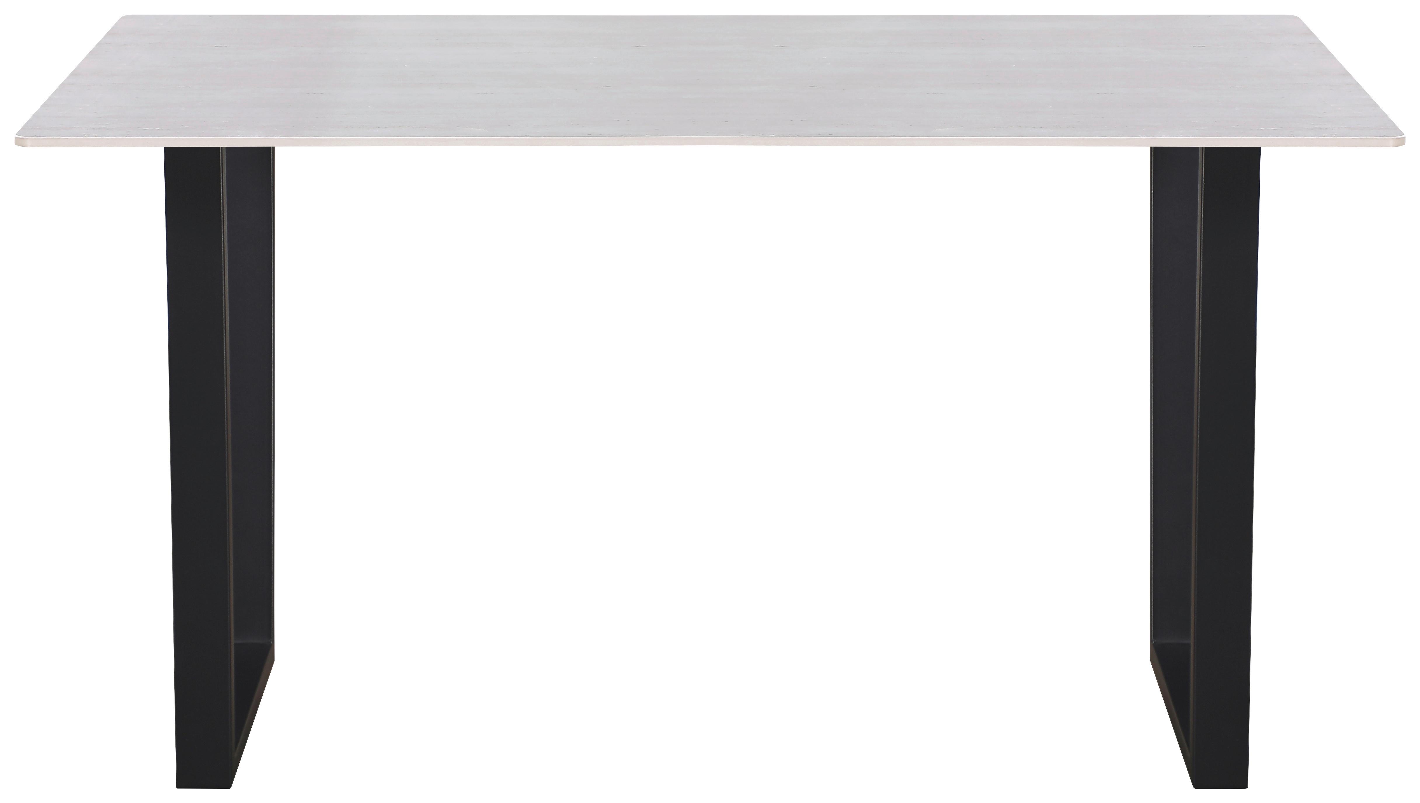Esstisch Emin Keramik Hellgrau, B: 140 cm - Beige/Schwarz, KONVENTIONELL, Stein/Metall (140/76/90cm) - MID.YOU