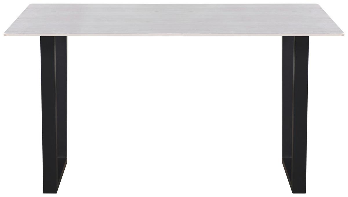 Esstisch Emin Keramik Hellgrau, B: 140 cm - Beige/Schwarz, KONVENTIONELL, Stein/Metall (140/76/90cm) - MID.YOU