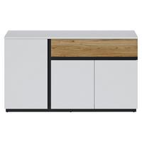 Sideboard Novena Alpinweiß B: 154,8 cm - Eichefarben/Schwarz, Trend, Holzwerkstoff (155/87/40cm)