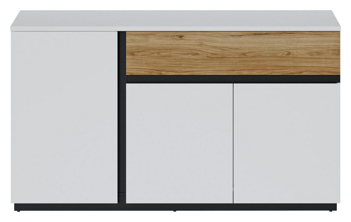 Sideboard Novena Alpinweiß B: 154,8 Cm - Eichefarben/Schwarz, Trend, Holzwerkstoff (155/87/40cm)
