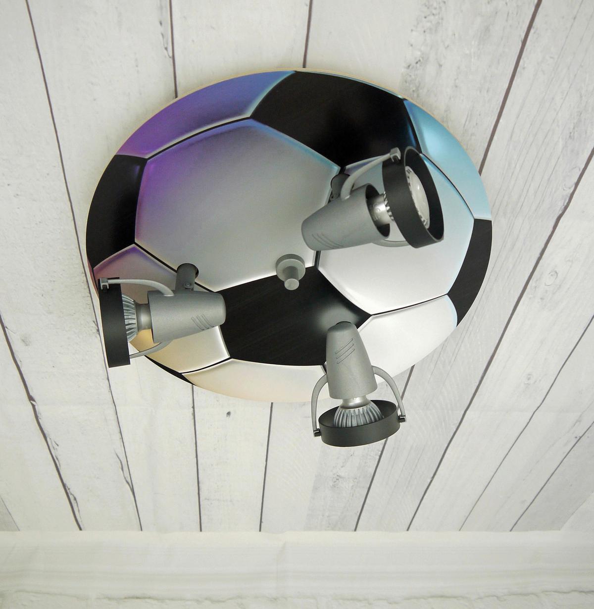 Deckenleuchte Fußball 3xgu10 Kinderzimmer Spots verstellbar - Schwarz/Weiß, Basics, Holz/Kunststoff (35cm) - Niermann