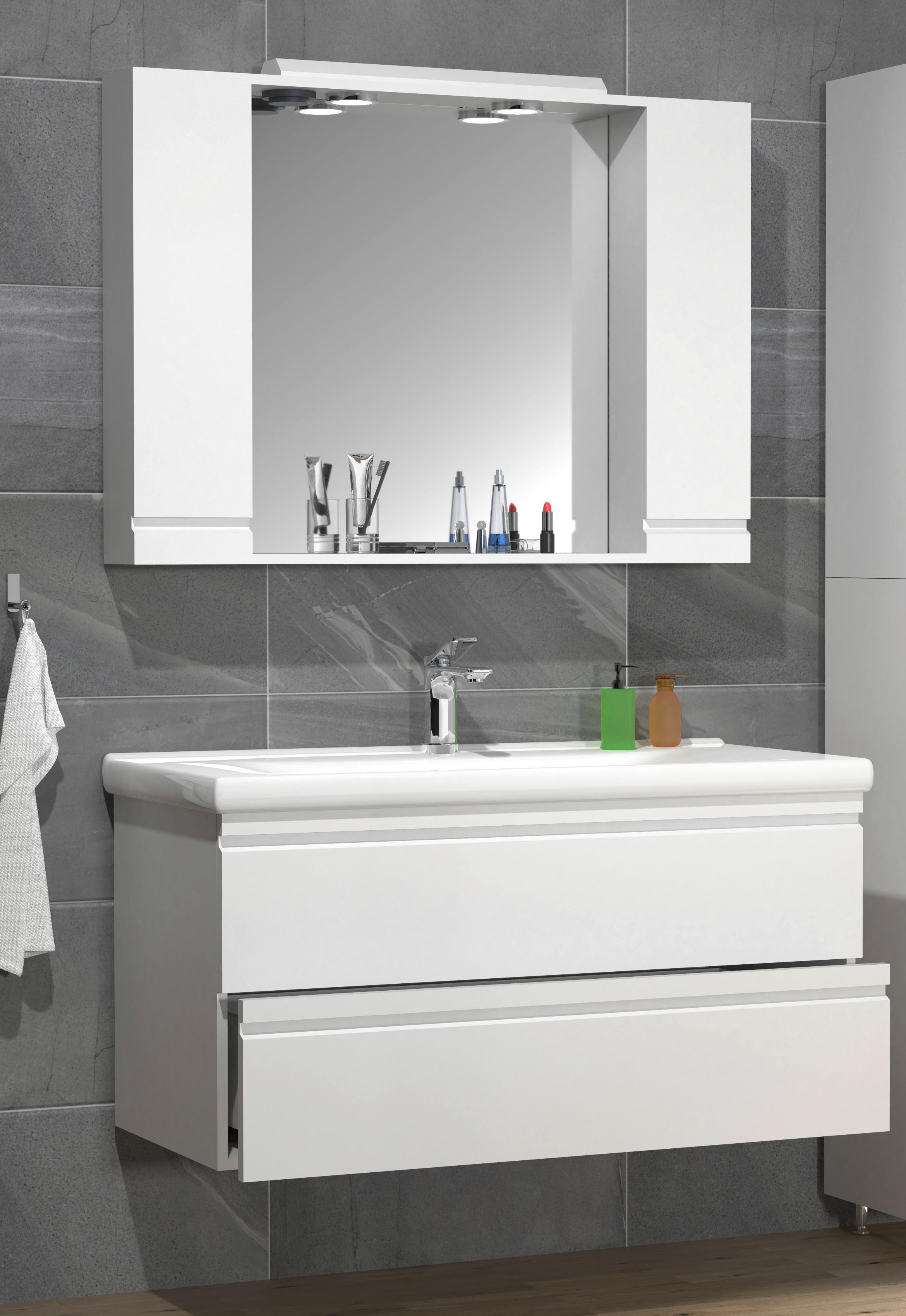 Badezimmer Silora Xl - Weiß, MODERN, Glas/Keramik (100cm) - MID.YOU