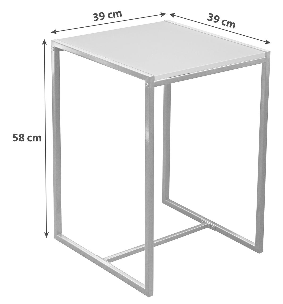 Beistelltisch Bali Weiß + Metall Schwarz - Schwarz/Weiß, MODERN, Holzwerkstoff/Metall (39/58/39cm) - Homezone