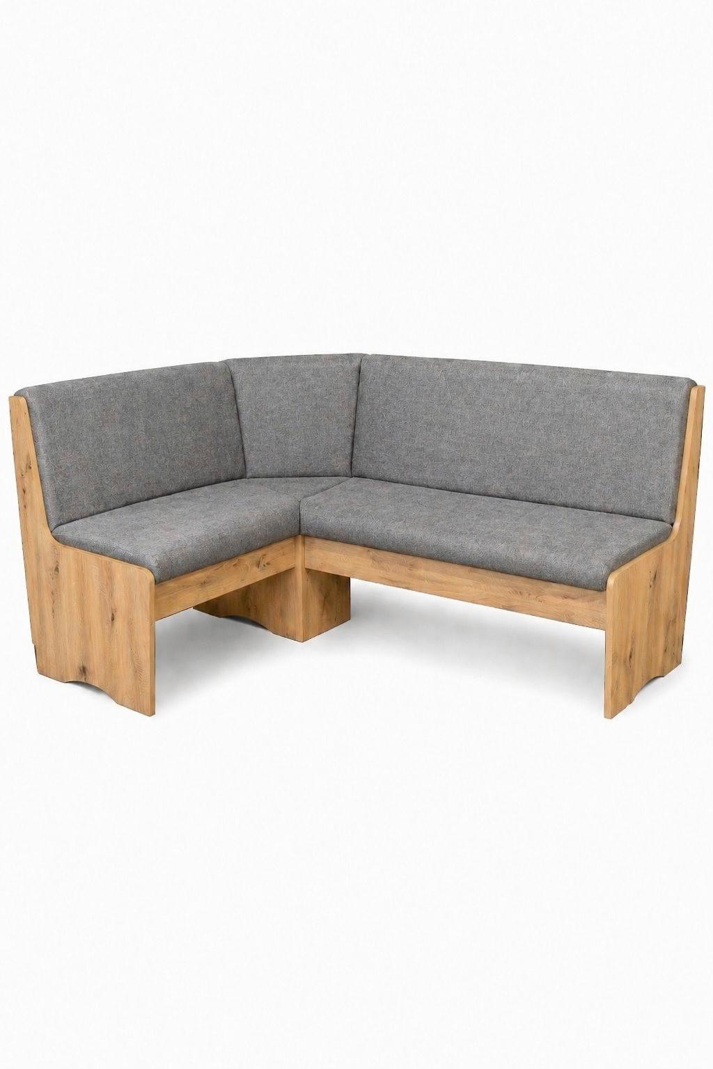 Eckbank Leipzig Webstoff dunkelgrau, 125x165cm - Dunkelgrau/Eiche Artisan, ROMANTIK / LANDHAUS, Holzwerkstoff/Textil (125/165cm)