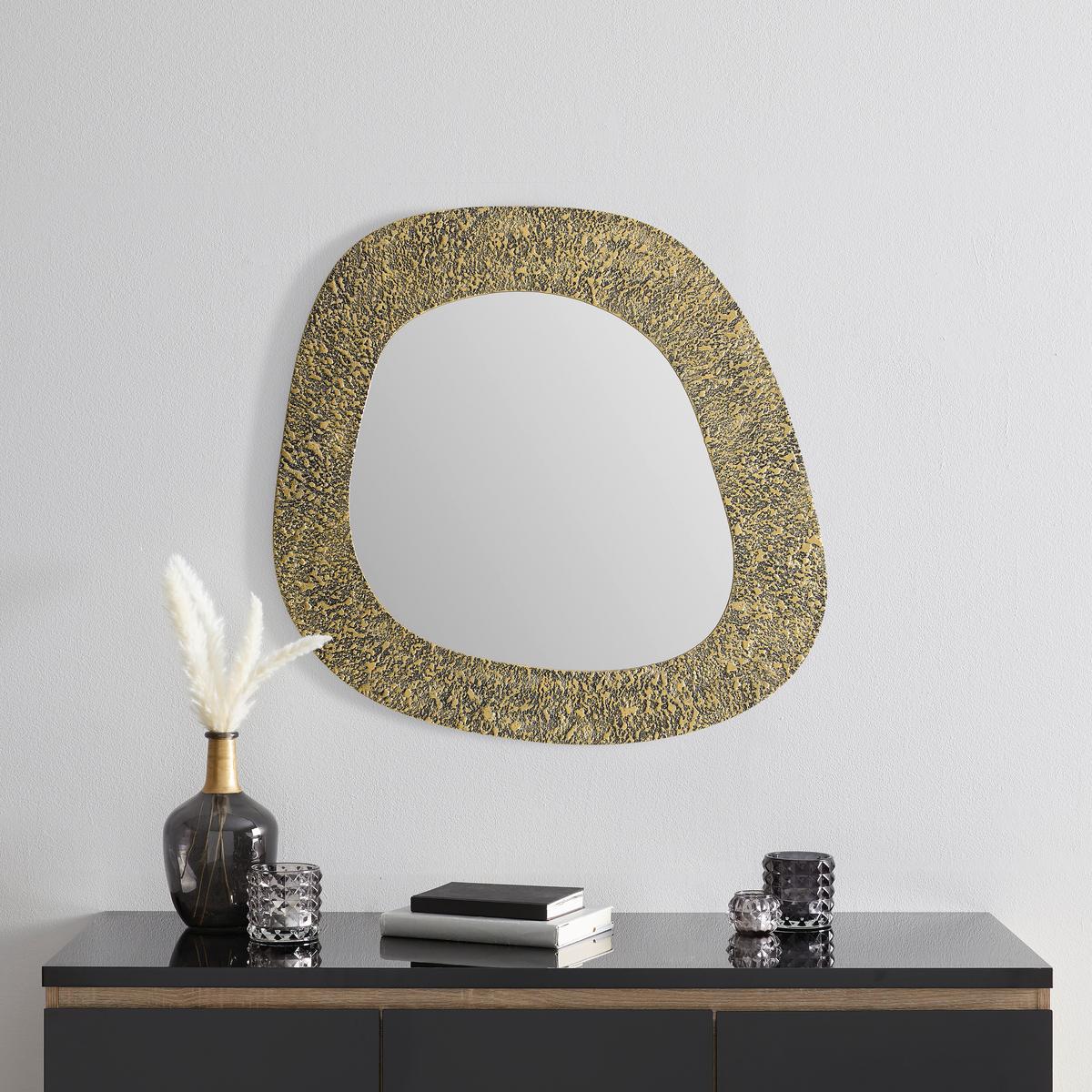 ZRKADLO RAMYA -TREND- - zlatohnedá, Lifestyle, kov/kompozitné drevo (71/79/3cm) - Premium Living