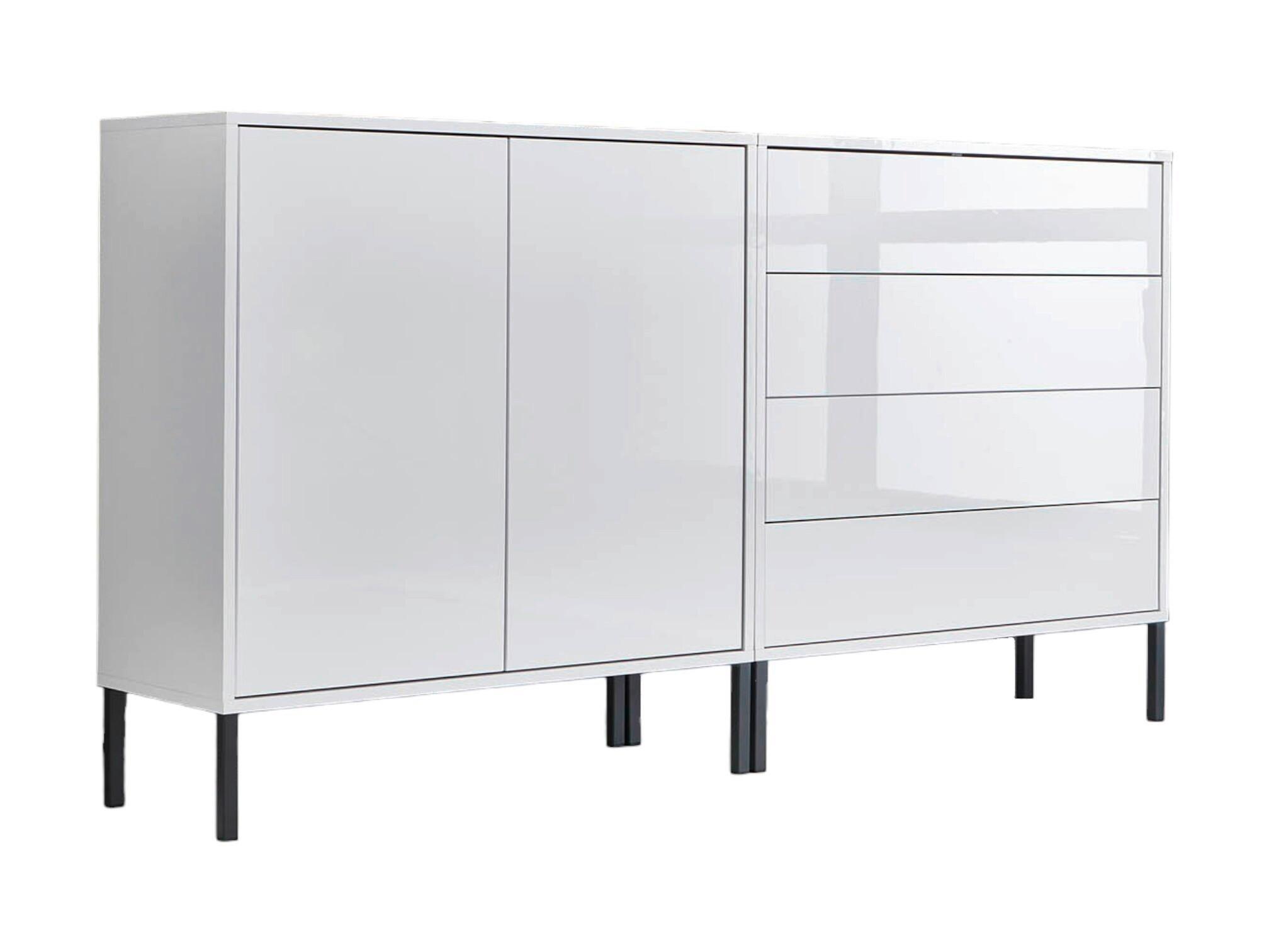 SIDEBOARD Mailand 3 B: 158 cm Weiß - Weiß Hochglanz/Anthrazit, MODERN, Holzwerkstoff (158/86/33cm) - MID.YOU