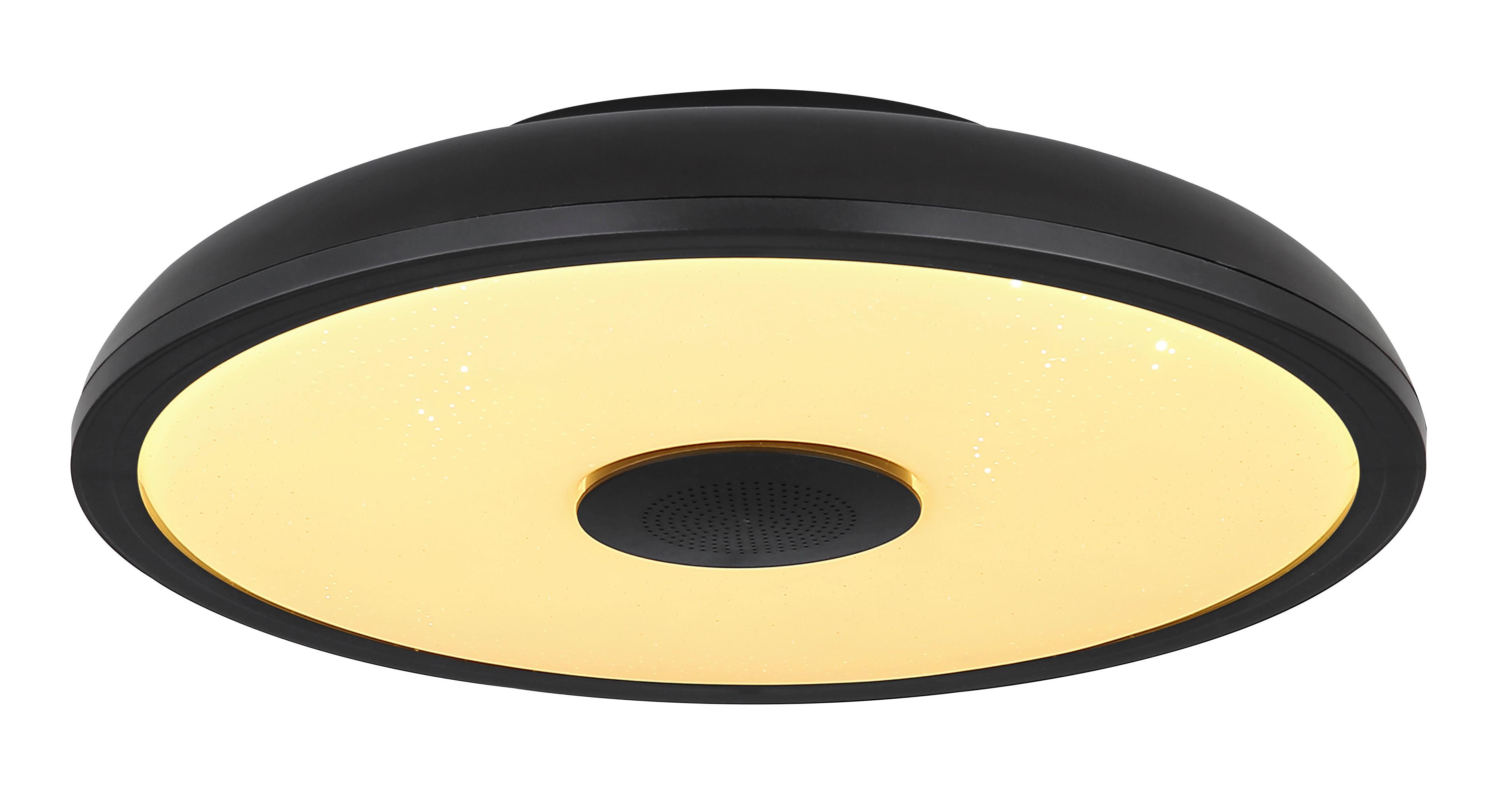 Deckenleuchte Raffy Ø 28 cm mit Sternenhimmel - Opal/Schwarz, Basics, Kunststoff (28/5,5cm) - Globo