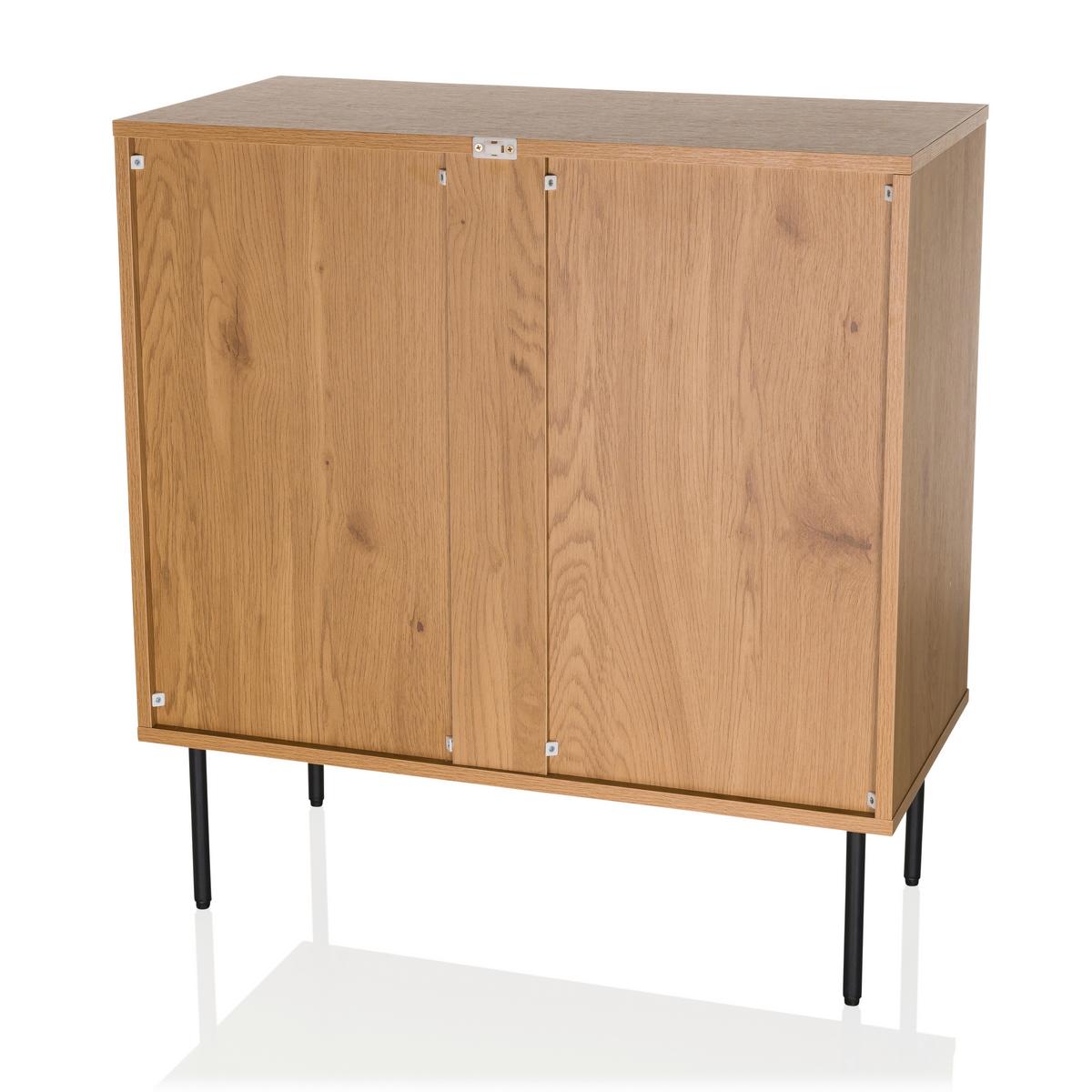 Kommode Linno K Eichefarben B: 80 cm - Eichefarben/Schwarz, MODERN, Holzwerkstoff (80/85/40cm) - MID.YOU