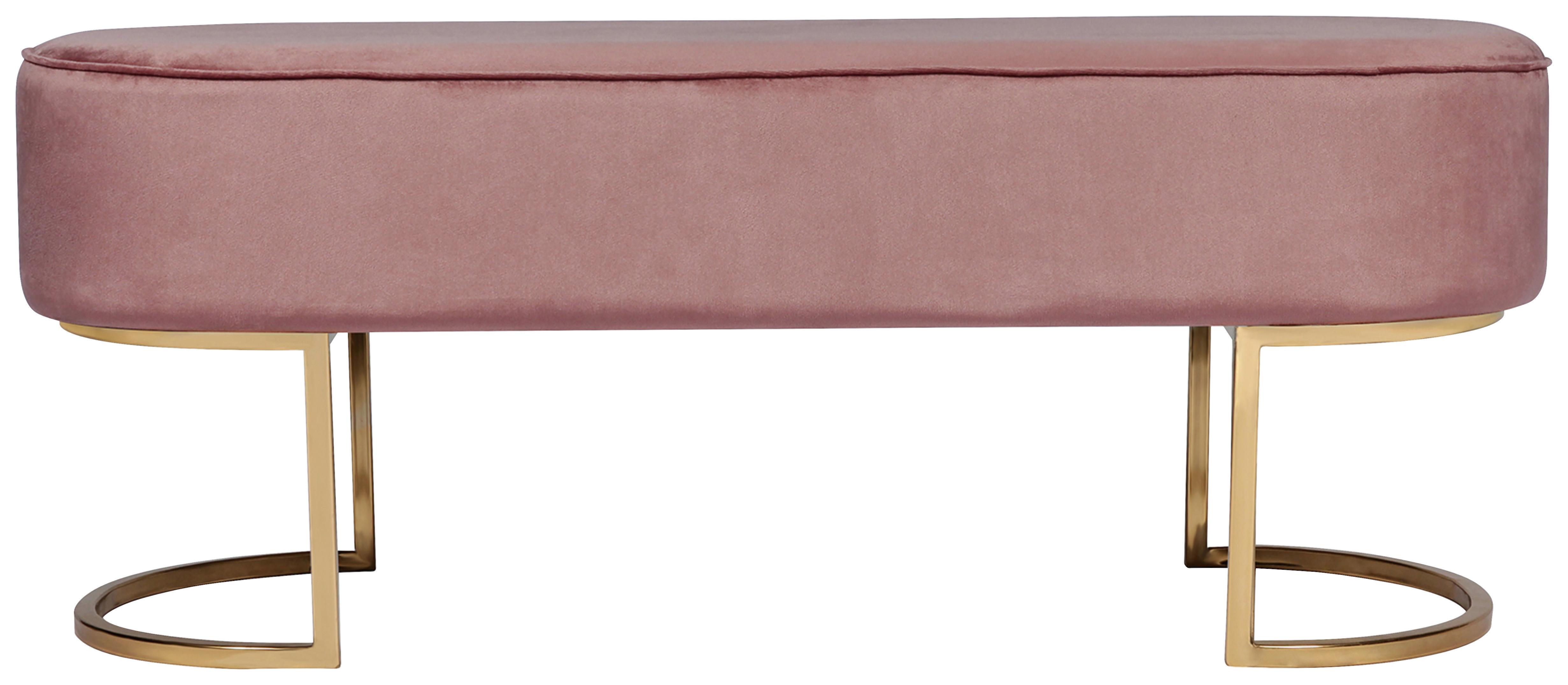 Lavica staroružová - zlatá/staroružová, Design, kov/drevo (105/41/40cm) - MID.YOU