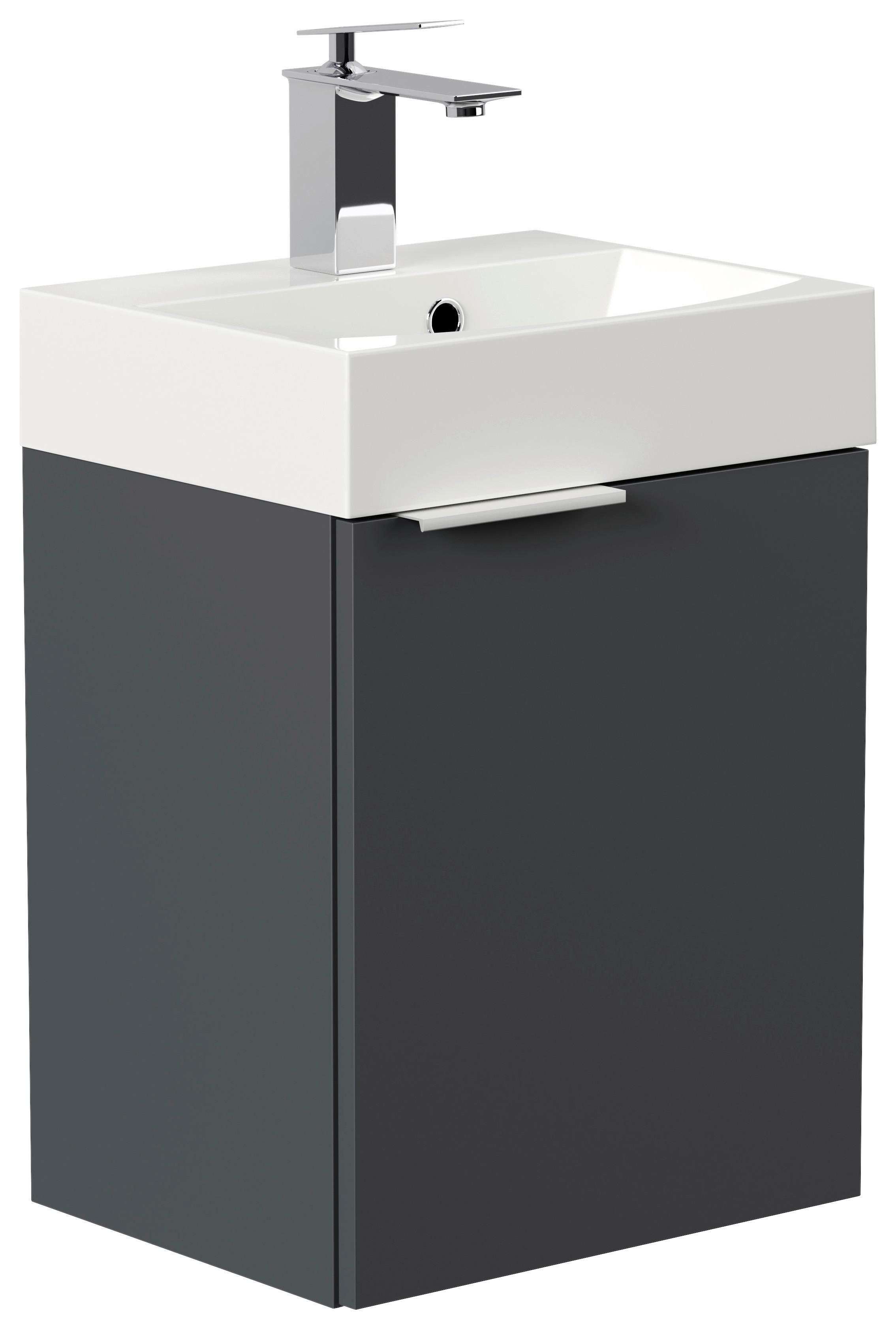 Gästebad Cubi Graphitfarben B: 40 cm - Graphitfarben/Weiß, MODERN, Holzwerkstoff/Stein (40cm) - MID.YOU