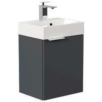 Gästebad Cubi Graphitfarben B: 40 cm - Graphitfarben/Weiß, MODERN, Holzwerkstoff/Stein (40cm) - MID.YOU