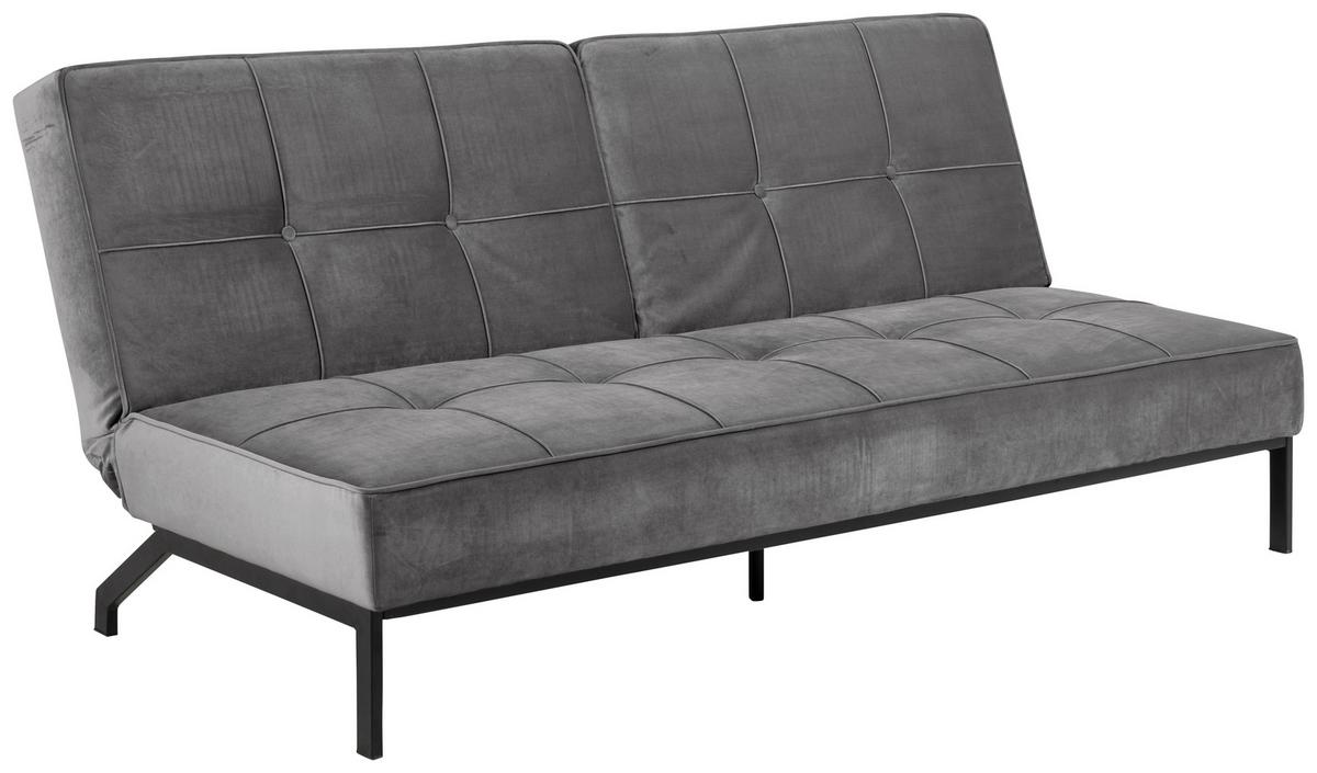 3-sitzer-sofa Mit Schlaffunkt. Perugia Dunkelgrau Samt - Dunkelgrau/Schwarz, Trend, Textil (198/87/95cm) - MID.YOU