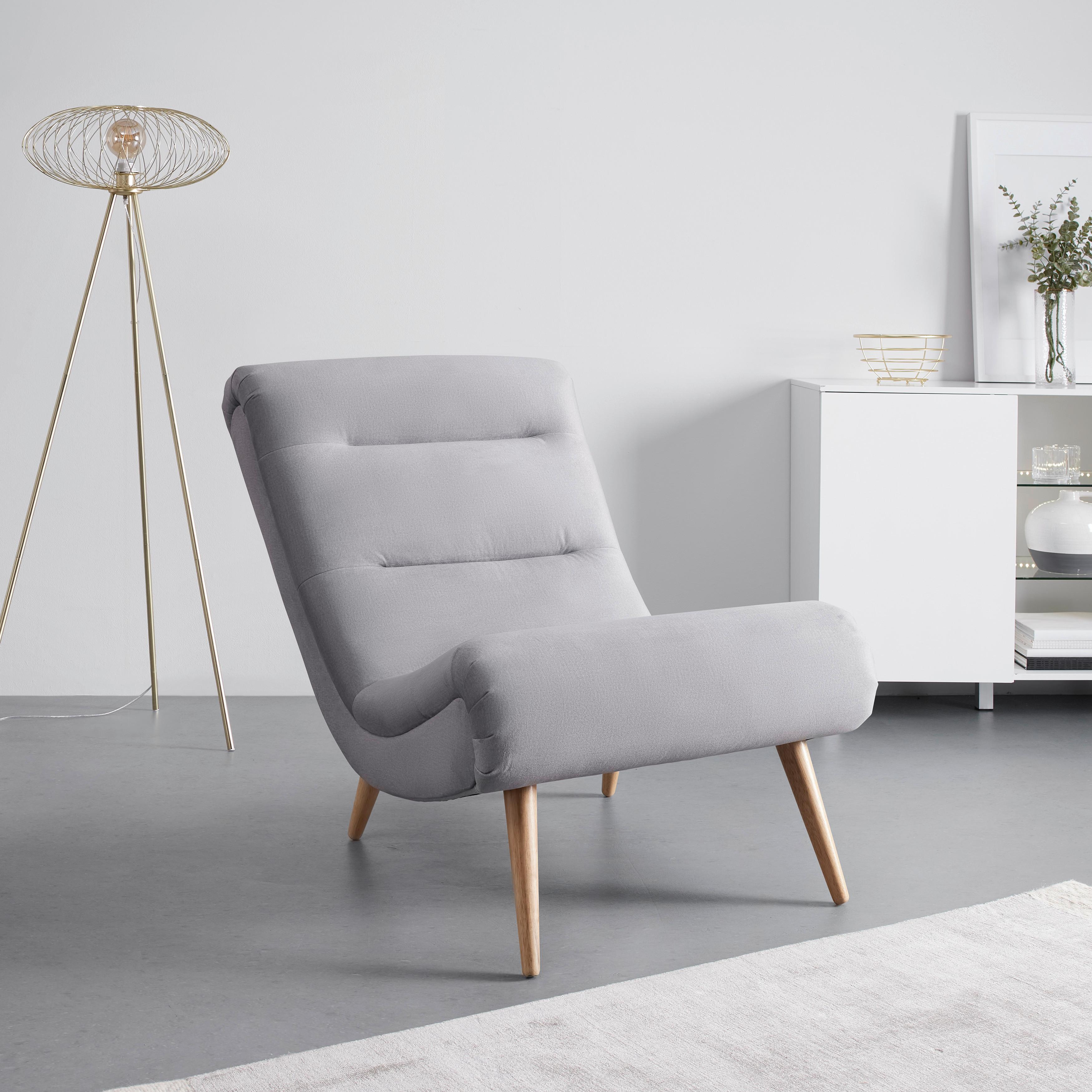 Křeslo JAN sv. šědá - světle šedá/přírodní barvy, Moderní, dřevo/textil (74/102/90cm) - Bessagi Home