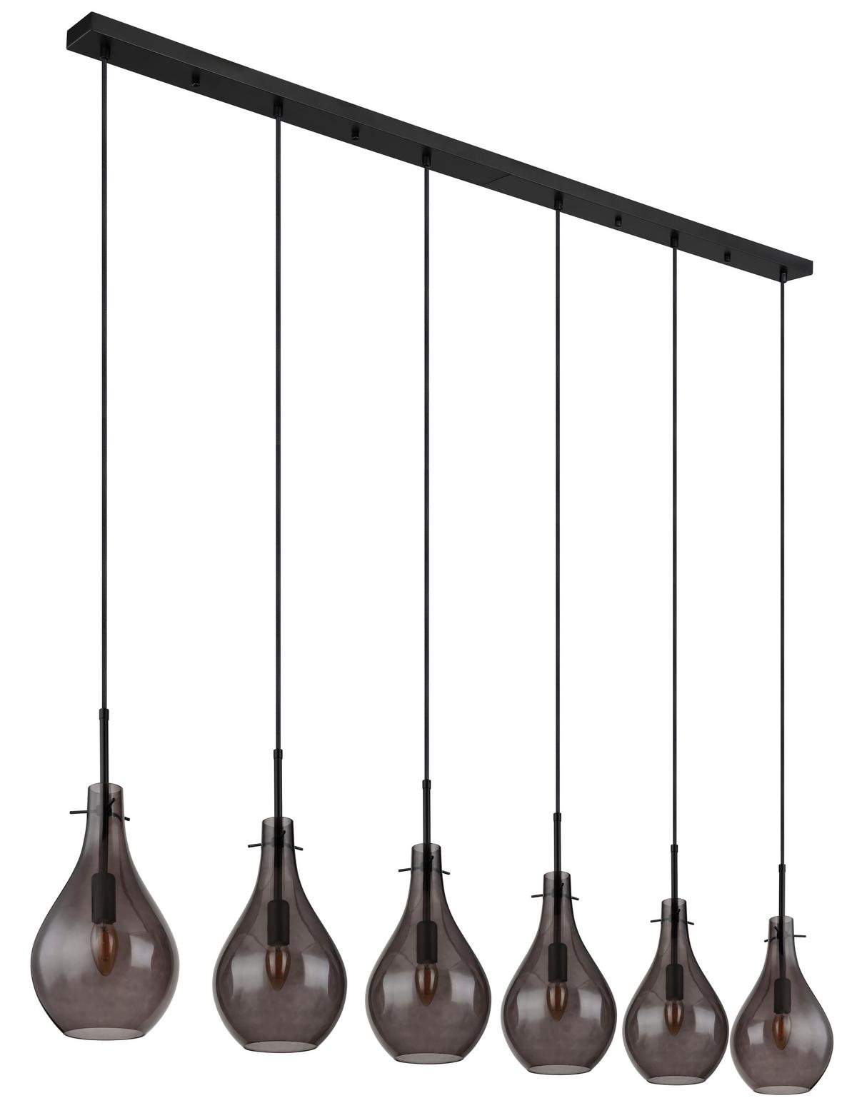 Hängeleuchte Exkl. 6xe14, 40w - Schwarz, Design, Glas/Metall (140/18/120cm) - Globo