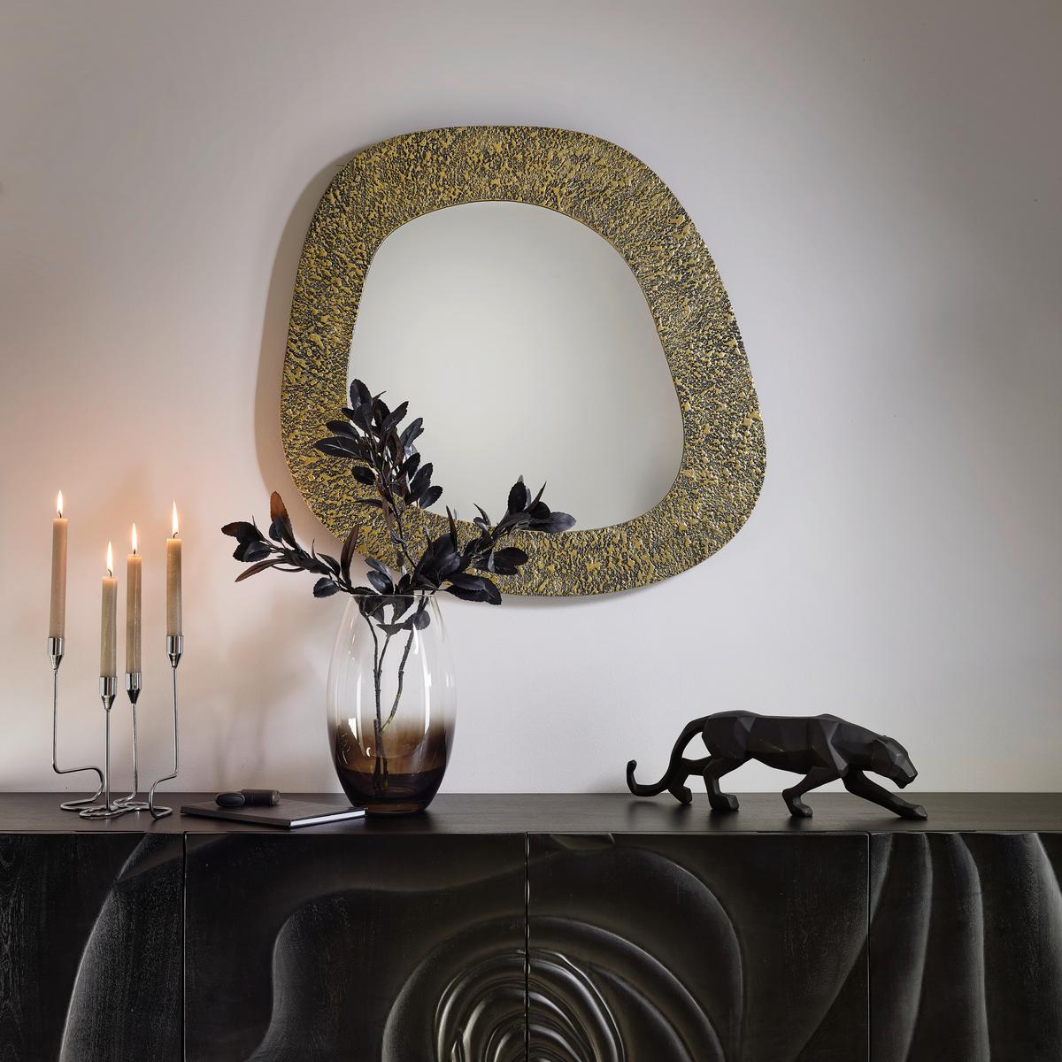 ZRKADLO RAMYA -TREND- - zlatohnedá, Lifestyle, kov/kompozitné drevo (71/79/3cm) - Premium Living