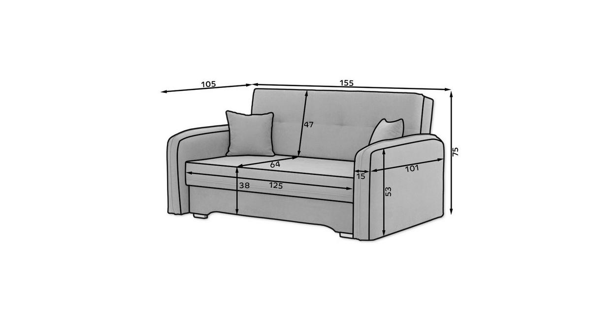 Schlafsofa Laine Grau, B: 155 cm - Silberfarben/Grau, Design, Textil (155/105/75cm) - MID.YOU