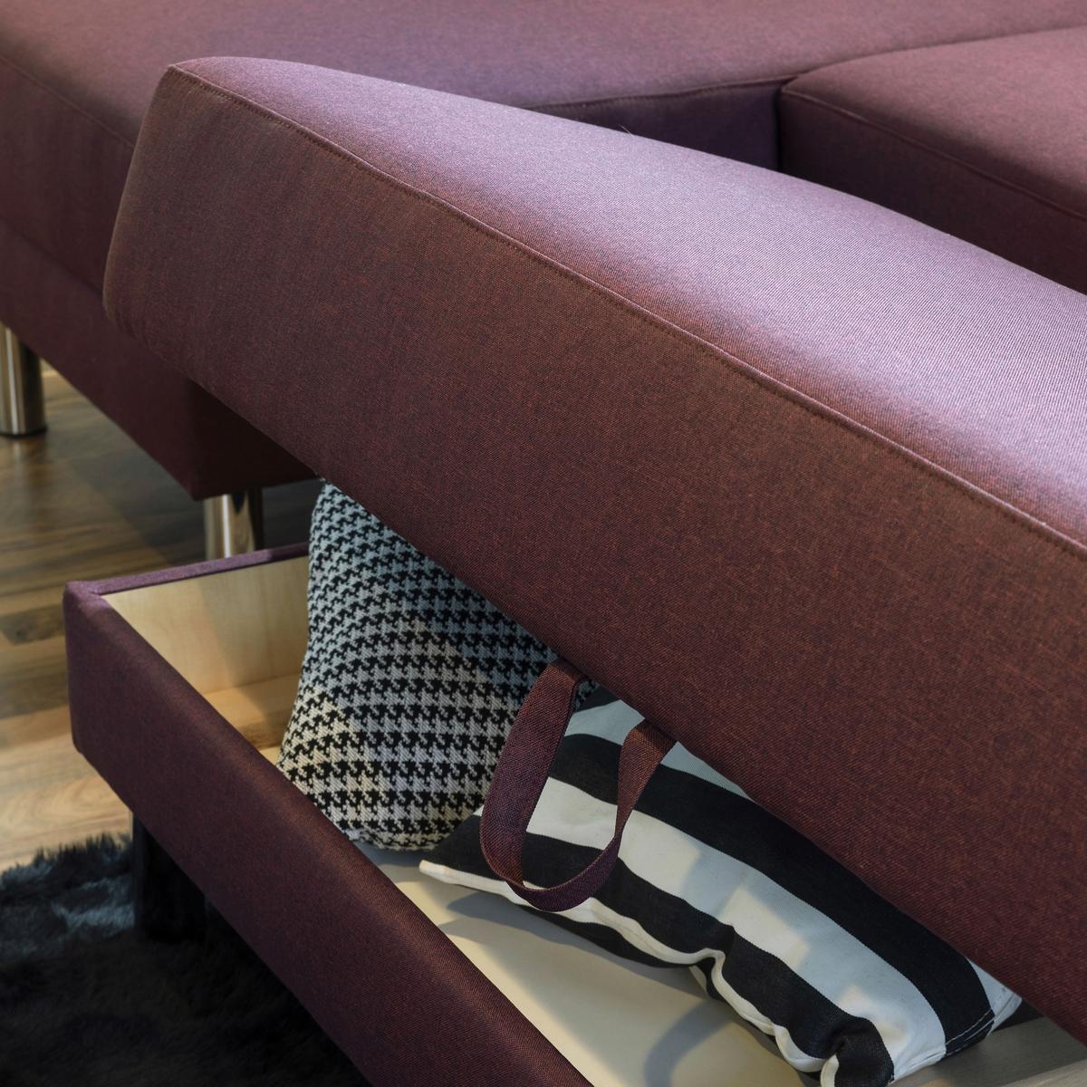 Ecksofa Mit Schlaffunktion Just Fashion, Dunkelrot - Chromfarben/Dunkelrot, KONVENTIONELL, Textil (152/230cm) - Max Winzer
