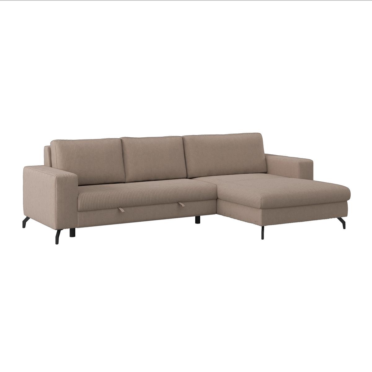 Ecksofa mit Bettkasten Cloud Cappuccino Cord 290x178 cm - Cappuccino, Trend, Textil (290/178cm)