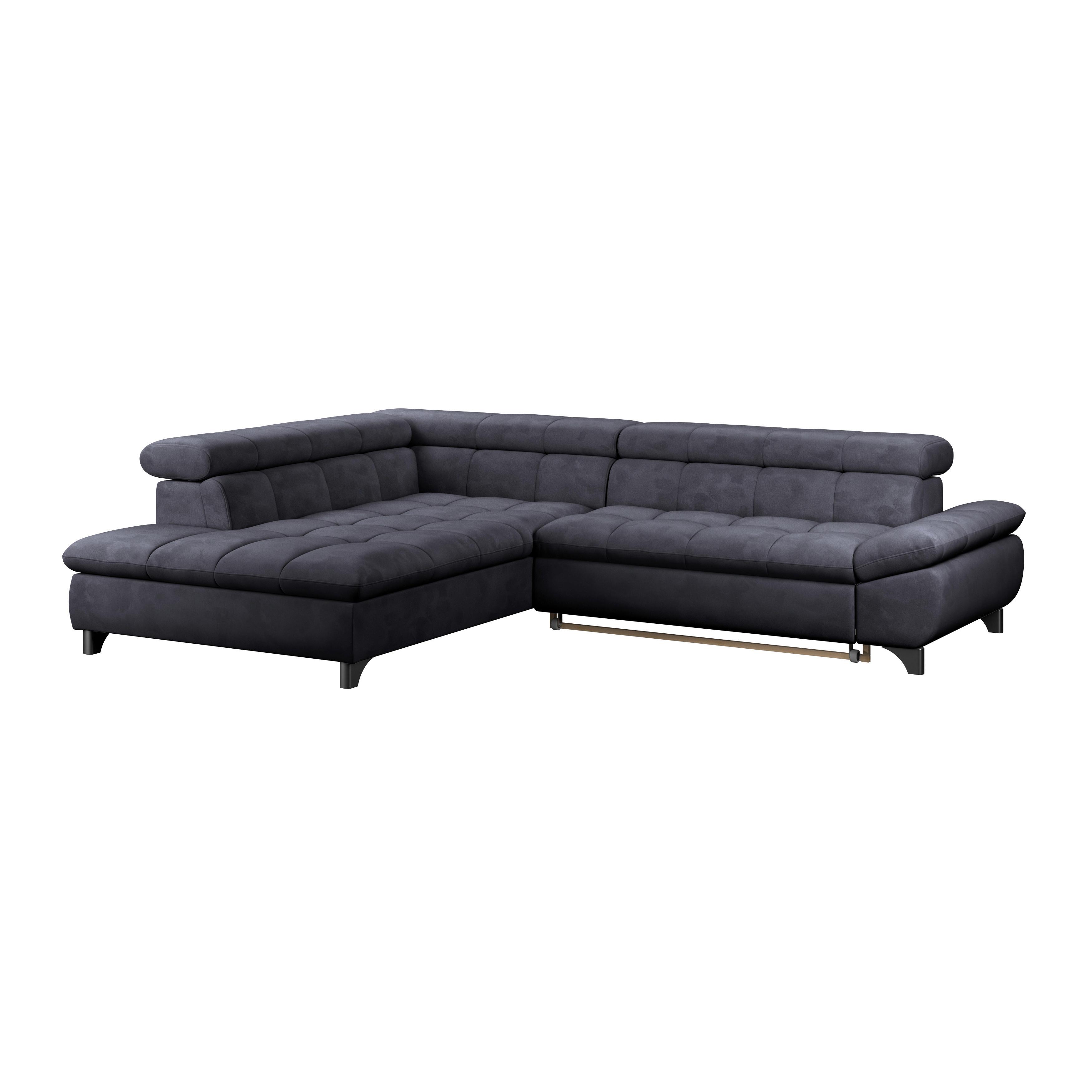 Eckbank Gemini Dunkelgrau, B: 234cm - Chromfarben/Dunkelblau, KONVENTIONELL, Textil (234/312cm)