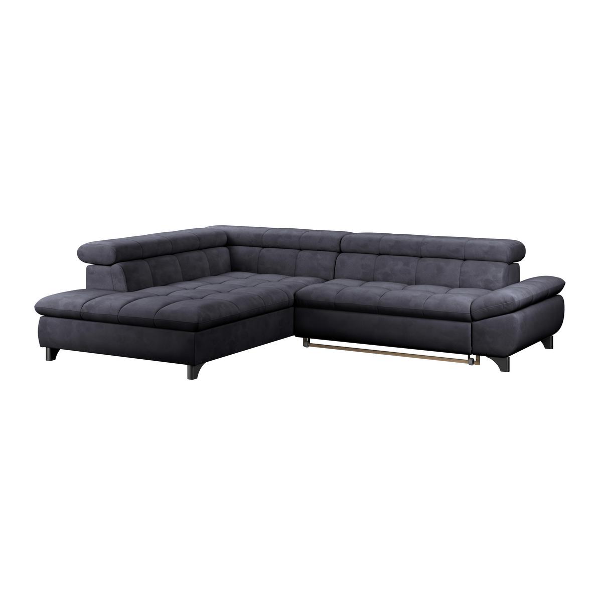 Eckbank Gemini Dunkelgrau, B: 234cm - Chromfarben/Dunkelblau, KONVENTIONELL, Textil (234/312cm)