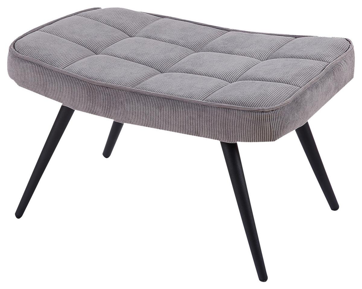 Hocker Uta Textil Grau Sitz Gepolstert H: 39 cm - Schwarz/Grau, MODERN, Holzwerkstoff/Textil (41/39/59cm) - MID.YOU