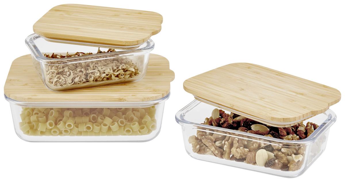 Vorratsdose aus Glas Vivienne ca. 350 ml - Klar/Naturfarben, ROMANTIK / LANDHAUS, Glas/Holz (14,5/10/5cm) - James Wood