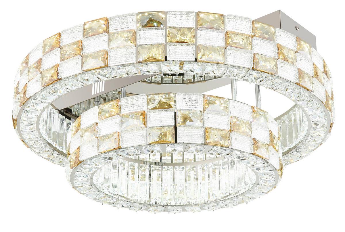 Deckenleuchte Lidia Kristallglas 61x24,5 cm - Klar/Chromfarben, Design, Glas/Metall (61/24,5cm) - Globo
