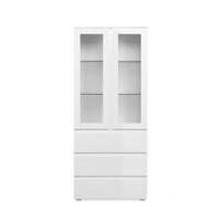 Vitrine Capetown Weiß HG B: 80 cm - Weiß Hochglanz/Silberfarben, Trend, Glas/Holzwerkstoff (80/191/40cm)