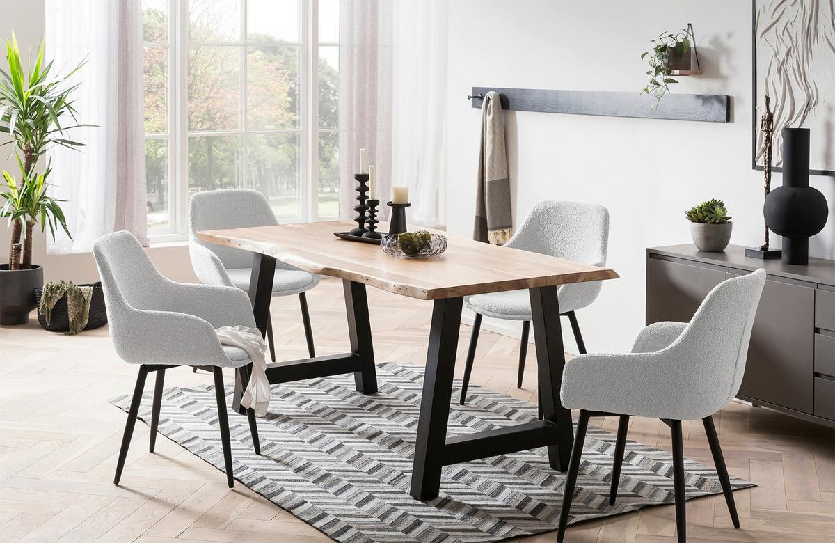 Stuhl-Set Weiß B: 64 cm - Schwarz/Weiß, MODERN, Textil/Metall (64/86/59cm) - Livetastic