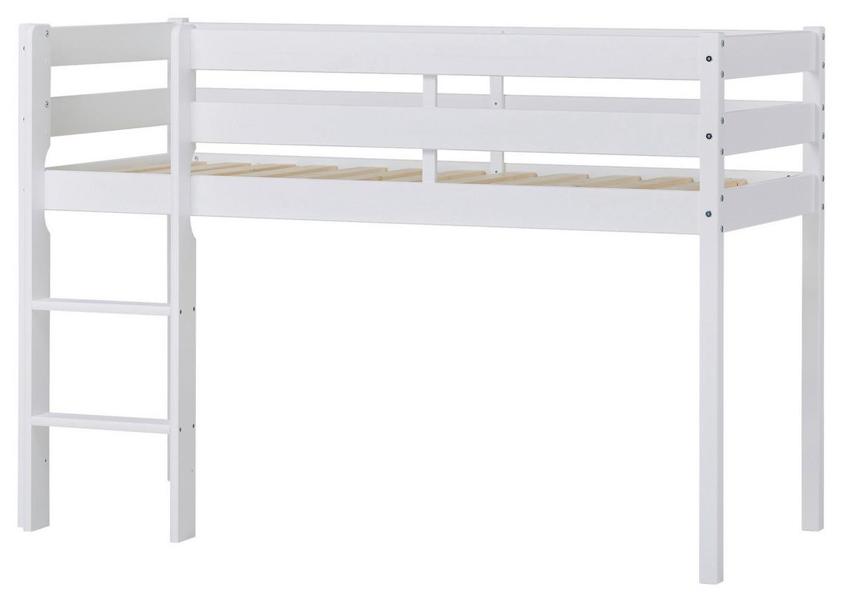 Hochbett Eco Comfort Weiß, Lf: 70x160 Cm - Weiß/Naturfarben, MODERN, Holz (70/160cm) - MID.YOU
