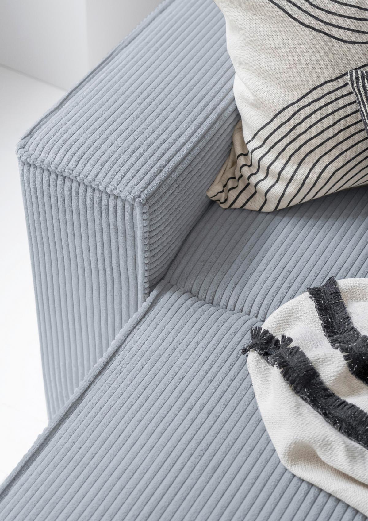 Rohová sedačka OLIVER, světle šedá, manšestr, pravá - černá/světle šedá, Design, textil/plast (156/322/194cm) - MID.YOU
