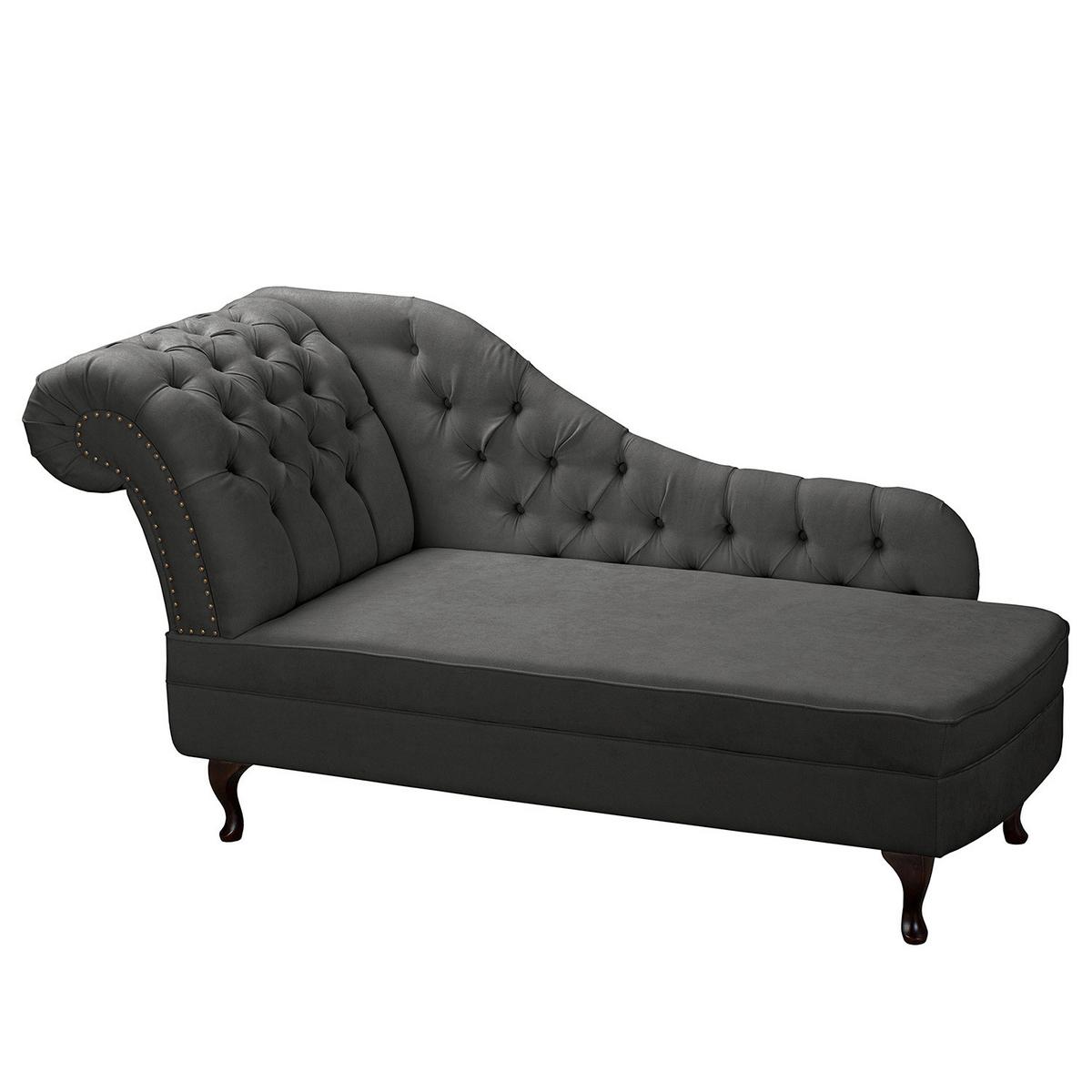 Récamiere Pako Dunkelgrau B: 185cm - Dunkelgrau/Braun, Design, Textil (185/93/75cm) - Livetastic