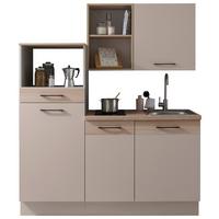 Minikuchyně MARLON, bez spotřebičů a dřezu, š.:165 cm - barvy dubu/černá, kov/kompozitní dřevo (165/210/60cm)