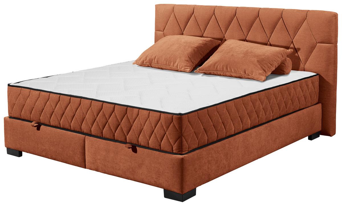 Boxbett Nagol B - Cognac/Schwarz, MODERN, Holzwerkstoff/Textil (180/200cm) - MID.YOU