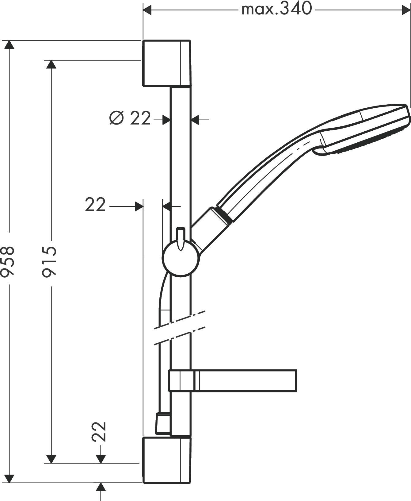 Brausegarnitur Hansgrohe Chromfarben 4-Fach verstellbar - Chromfarben, Basics (14/99,7/26,1cm) - Hansgrohe