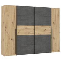 Drehtürenschrank 270cm Narago, Eichefarben/Dunkelgrau - Eichefarben/Dunkelgrau, MODERN, Holzwerkstoff/Kunststoff (270/210/61cm) - MID.YOU