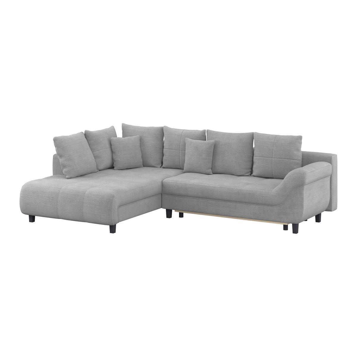 Ecksofa mit Schlaffunktion Mendoza New Chenille 197x309cm - Blaugrau/Schwarz, KONVENTIONELL, Textil (197/309cm) - Ondega