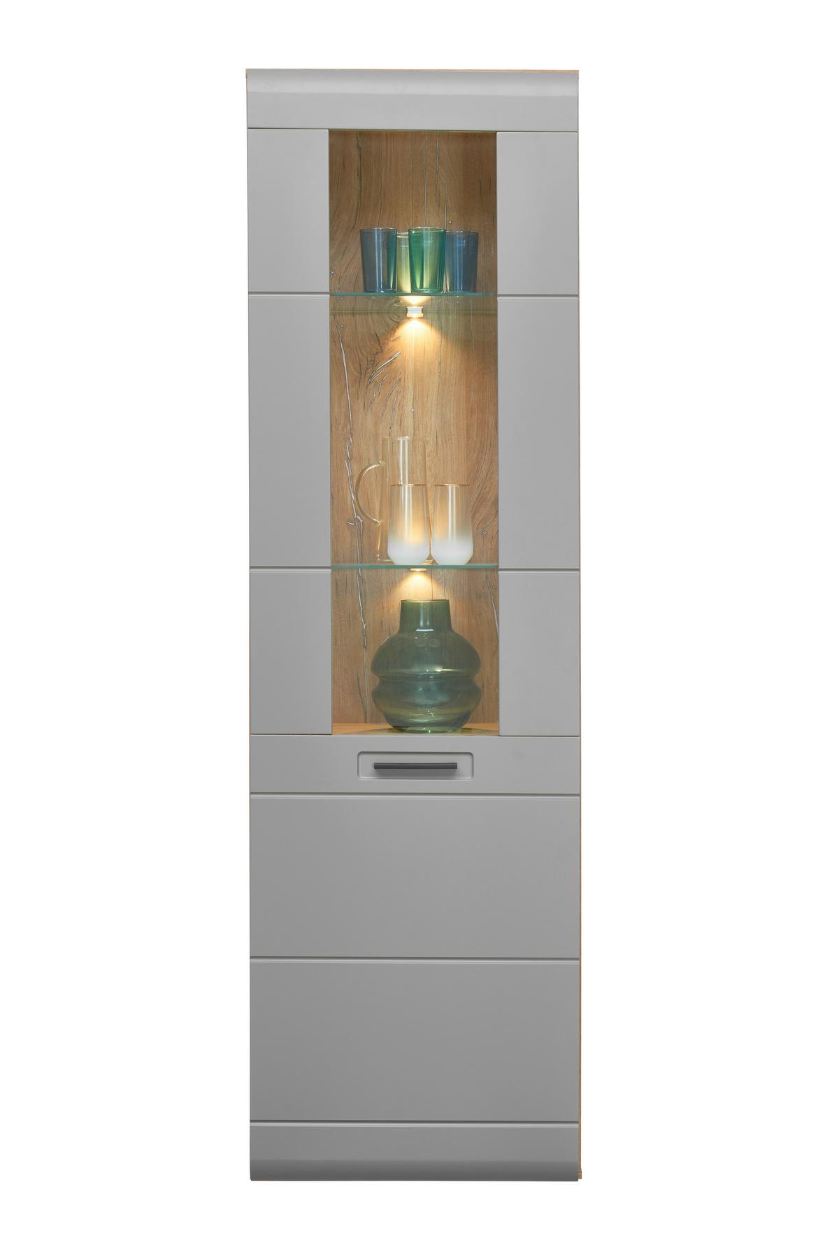 Vitrine Auris B: 60 cm Eiche/Basalt - Grau, MODERN, Glas/Holzwerkstoff (60/204,2/37,1cm) - Luca Bessoni