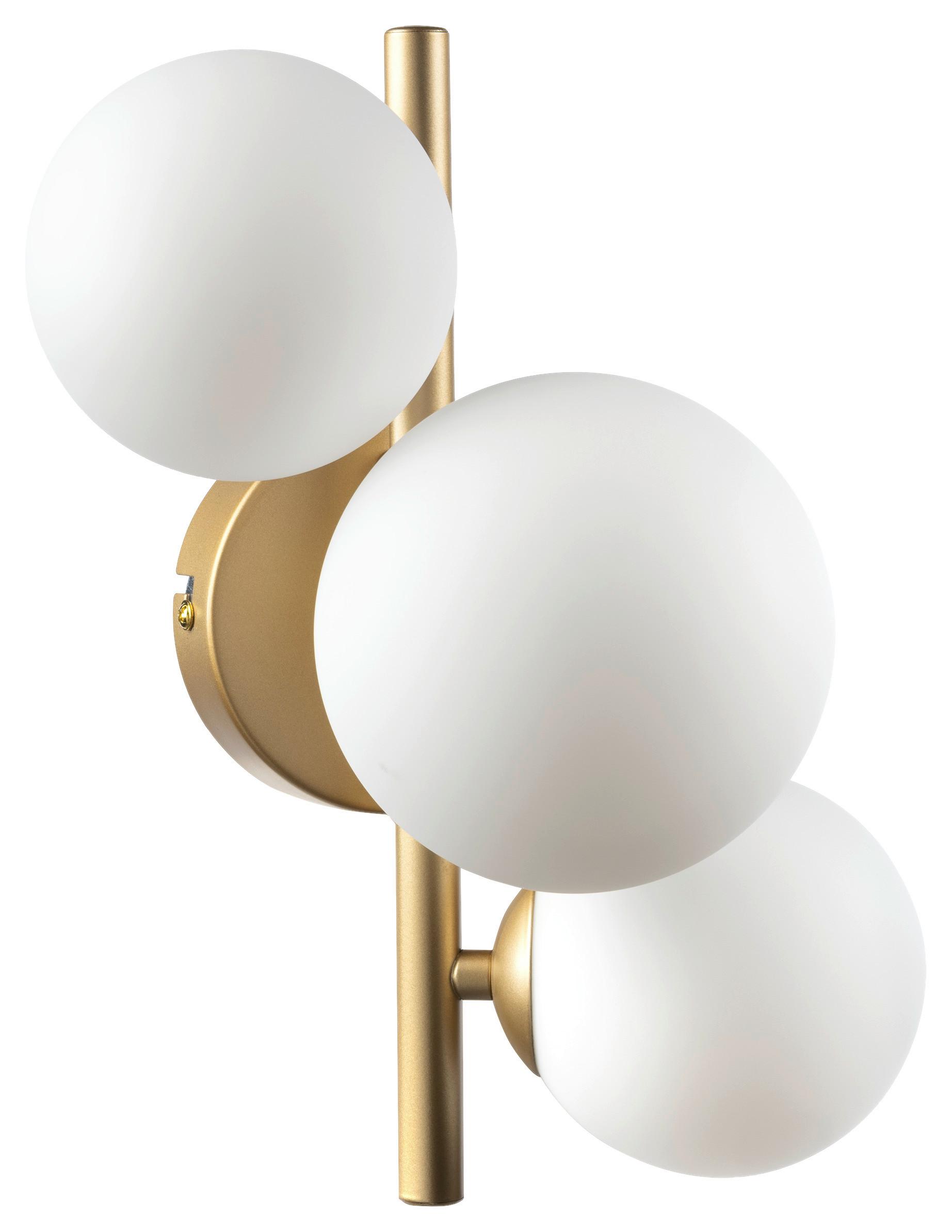 WANDLEUCHTE Paloma Goldfarben L: 23 cm 3W - Goldfarben, Design, Glas/Metall (23/33/18cm)