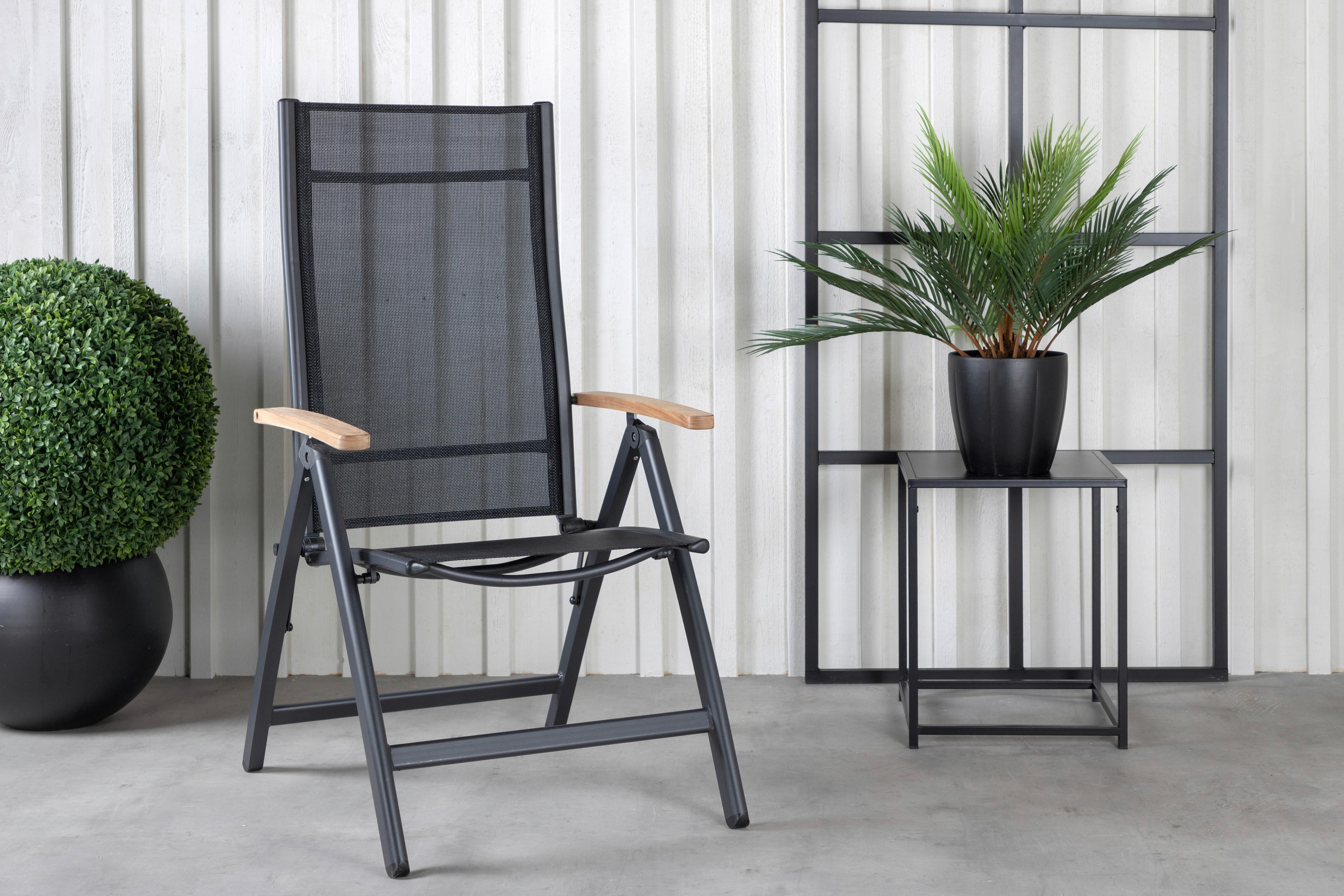 Gartensessel-Set 2-Tlg. Panama Metall/Textil - Schwarz/Naturfarben, KONVENTIONELL, Textil/Metall (60/110/75cm) - Gardenson