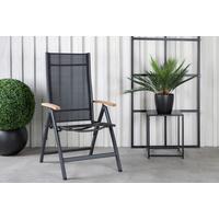 Gartensessel-Set 2-Tlg. Panama Metall/Textil - Schwarz/Naturfarben, KONVENTIONELL, Textil/Metall (60/110/75cm) - Gardenson