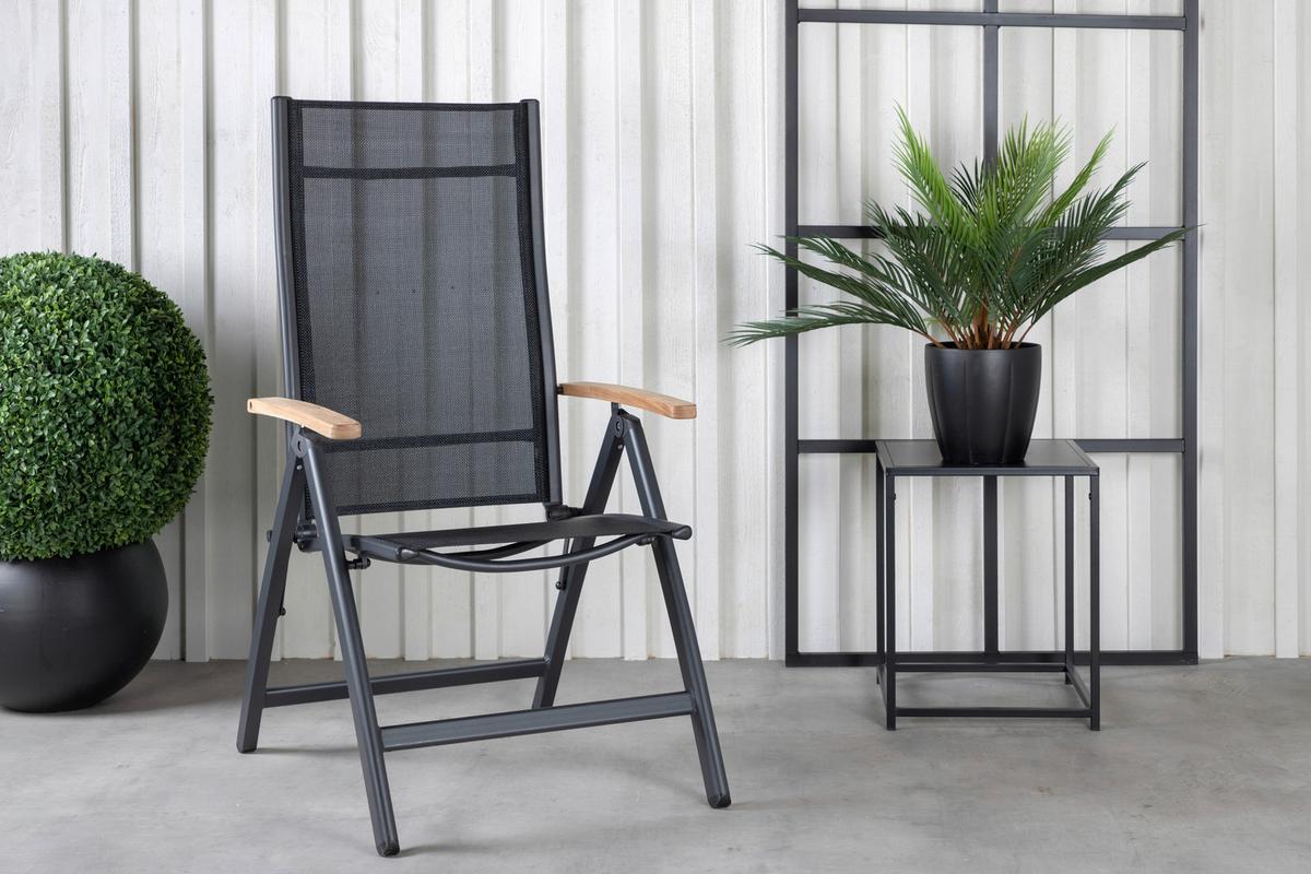 Gartensessel-Set 2-Tlg. Panama Metall/Textil - Schwarz/Naturfarben, KONVENTIONELL, Textil/Metall (60/110/75cm) - Gardenson