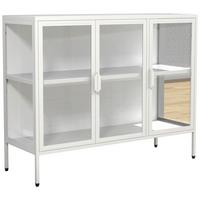 Vitrine Floka Weiß B: 110 cm - Transparent/Weiß, Design, Glas/Metall (110/80/35cm) - MID.YOU