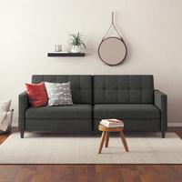Schlafsofa Hannover Anthrazit, mit Schlaffunktion - Anthrazit/Schwarz, Basics, Textil (203/82cm) - Livetastic